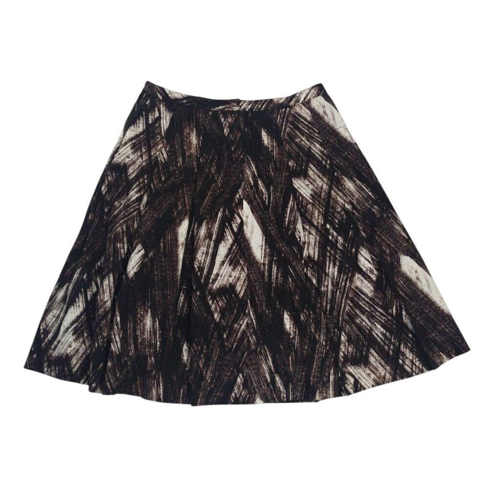 Jones New York Collection Brown & White Abstract Print A-Line Skirt Sz 10 Womens